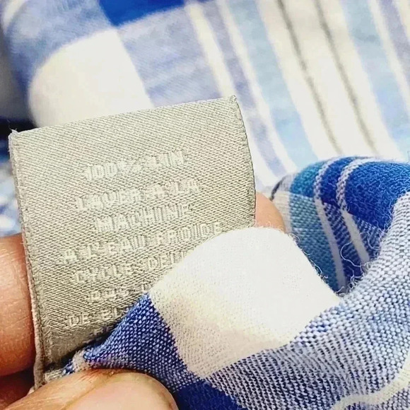 Toscana Firenze 100% Linen Button down Short sleeve Plaid Men's Shirt XL 7057 - Picture 7 of 8